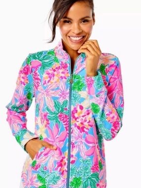 Lilly Pulitzer Bright Pink, Sky Blue & Orange Floral Top